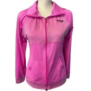 Fila Women’s Hoodie Zipper Pocket Sweat Jacket Pink small - medium